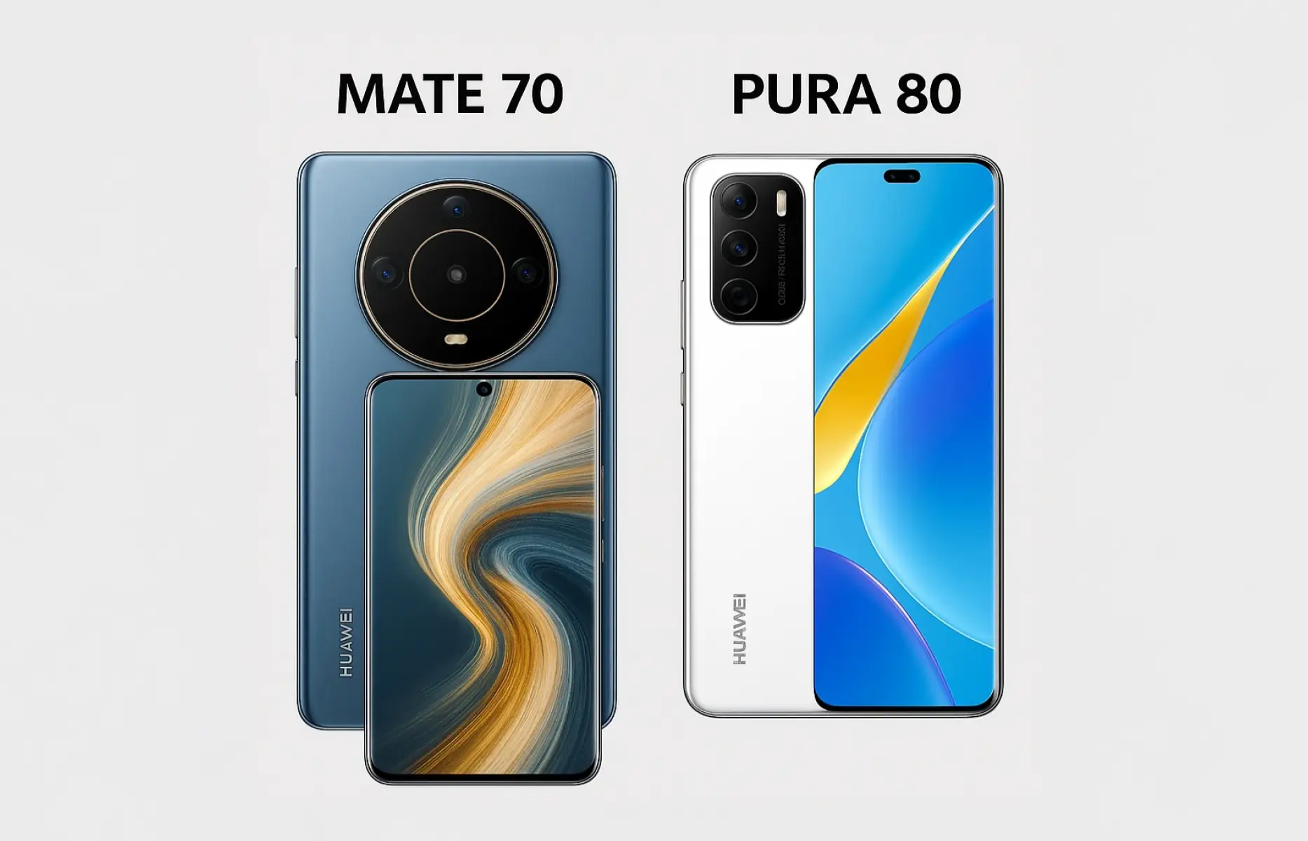 Huawei Smartphone Mate 70 vs Pura 80 ki-generiert