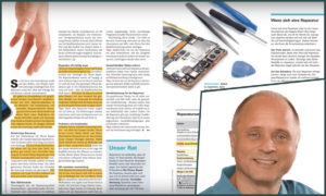 Ausschnitt des Artikels von Stiftung Warentest und Bild von Detlef Vangerow