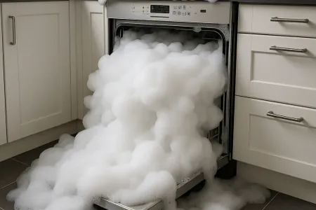 Spuelmaschine mit Schaum ki-generiert